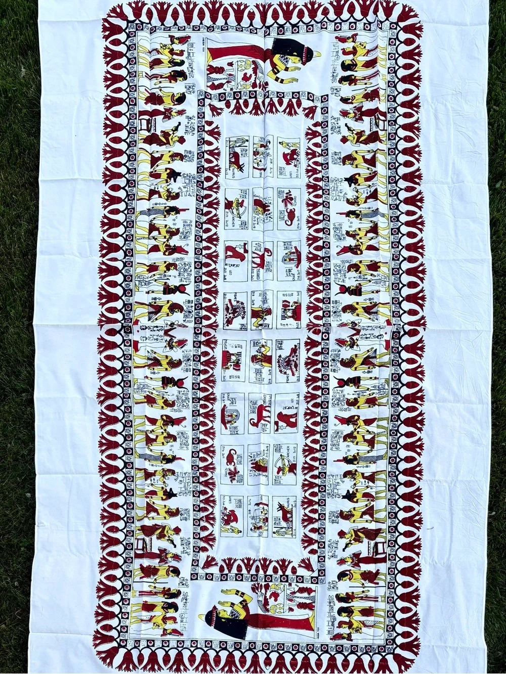 Egyptian Motif Cotton Dinner Napkins and Tablecloth